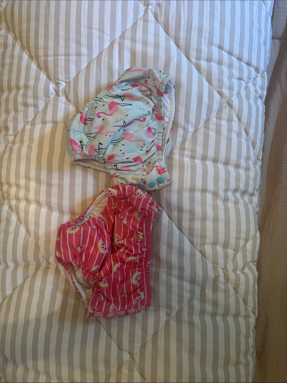Kids Reusable Swim Diaper Set - Pink & Light Blue Flamingo Print